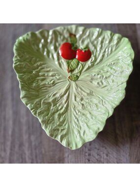 Carlton Ware Vintage Green Cabbage Leaf Tomato Salad Plate Dish Made in England